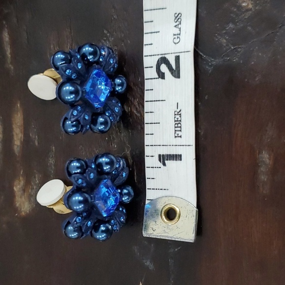 JOAN RIVERS BLUE CLIP ON EARRINGS Y2K FASHION - Picture 2 of 6